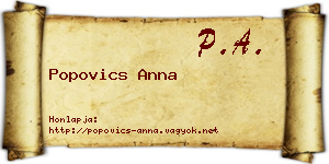 Popovics Anna névjegykártya