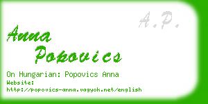 anna popovics business card
